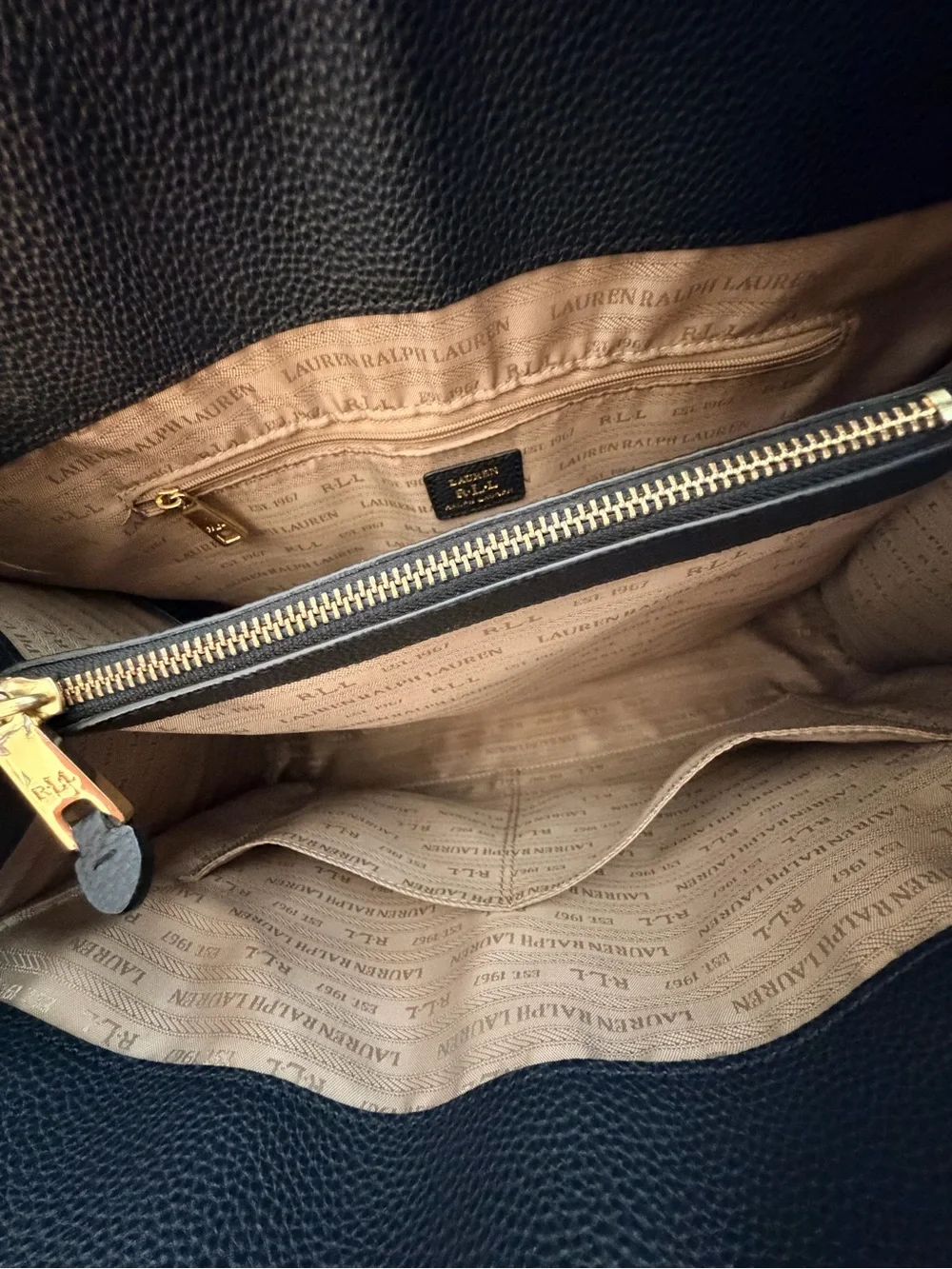 Lauren Ralph Lauren Black Leather Carrington Brigitte Tote